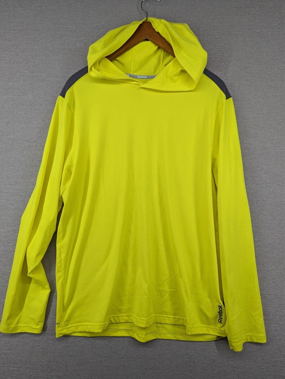 Reebok Hoodie Size Large Pullover Lightweight Bright Yellow -0824G115